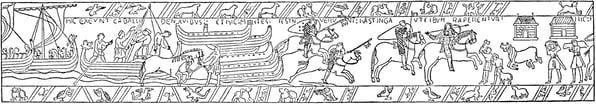 1600px-Bayeuxtapeten,_Norrmannerna_landstiga_på_Englands_kust_och_tåga_mot_Hastings,_Nordisk_familjebok.png